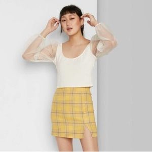 Wild Fable yellow mini skirt clueless brown plaid checkered spring vibe y2k 6